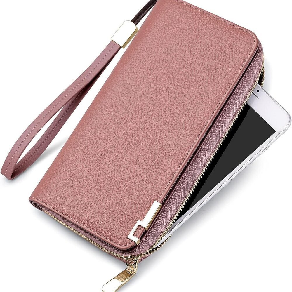 Women Leather Wallet Zipper Large Capacity Organizer RFID Blocking